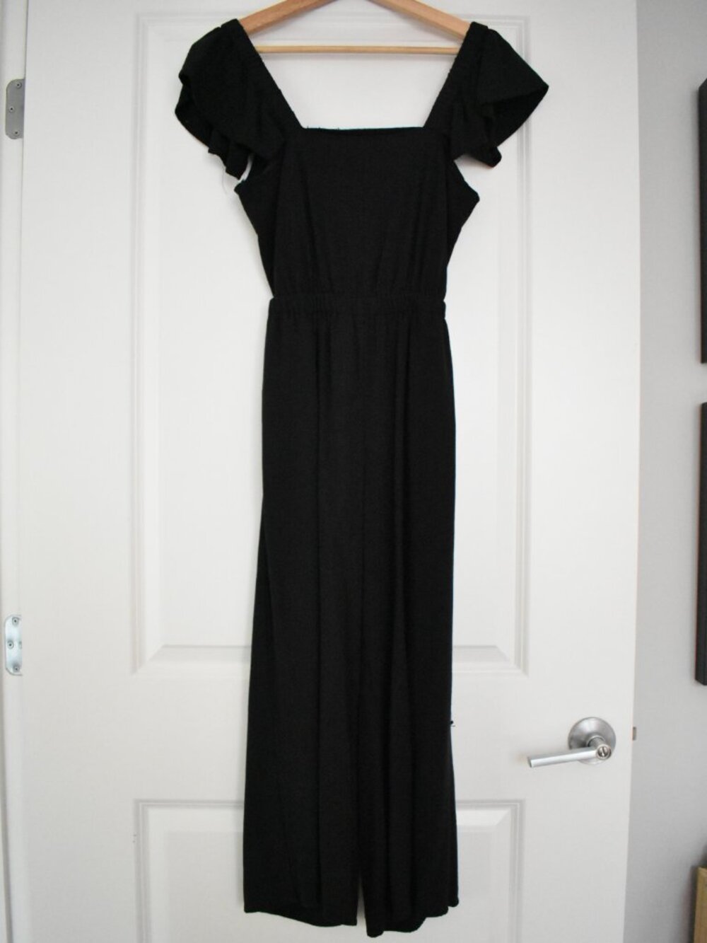 Francesca's Blue Rain Black Front Tie Keyhole Jumpsuit Size XXS